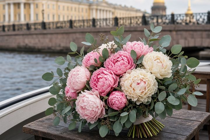Украшение теплохода живыми цветами